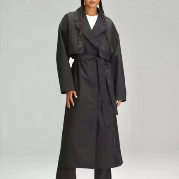 Lululemon Oversized Trench Coat Black Size 10 New With Tags - Picture 1 of 10